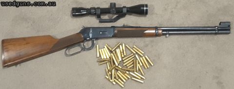 20" barrel with full length mag. Comes with Tasco 3x9x40 variable scope, side mount and 50 once fire cases. Fired only 80 rounds. A bargain for quick sale at $8