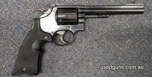 A S&W Model 14-4 in 38 Special in good condition. This gun has a 5.75 inch barrel. Feel like the trigger has been worked. After market grips. $30 freight to you