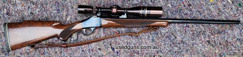 Miroku m78 highwall single shot rifle. I believe this is the same rifle as the browning b78 and much like the winchester 1885. Absolutely stunning with high glo