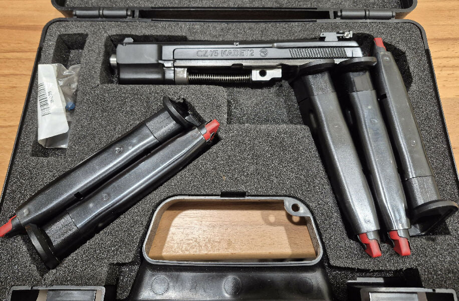 CZ Kadet 2 .22LR conversion kit - Full steel slide version to suit CZ SP01/Shadow. Comes with 5 magazines and Bladetech kydex holster to suit