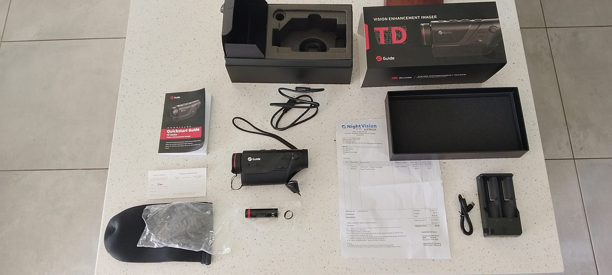Purchased new April '24 from Night Vision AU. Complete kit, as new condition, works perfectly. Incorrect purchase, can discuss more and why on phone. Comes with
