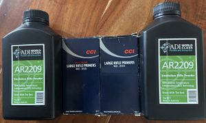 Selling as whole lot only will not separate. Pickup only Please text or email 2 x unopened 1kg AR2209 powders 1000 x CCI NO. 250 magnum large rifle primers 700 