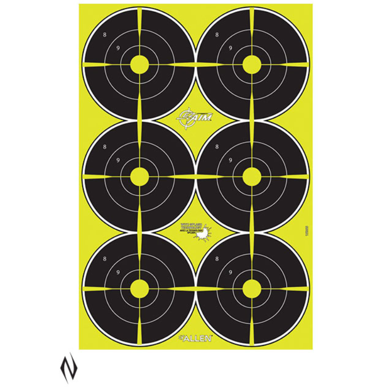 ALLEN EZ AIM SPLASH REACTIVE TARGET 6" BULLSEYE SIX UP 12X18 8PK