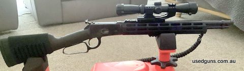 Citadel Le tech 357 Mag with a Lynx scout scope. Fast slick action 16.5 inch barrel great scrub/ pig gun 9 round but stock holder, lever has had loop modified a