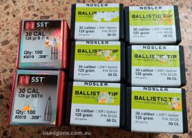 300 x Nosler 125 gr Ballistic Tip-200 x Hornady 125 gr SST Ballistic Tip.-All New Packs- Package Deal 500 Projectiles:- $400.00.-Need to Sell to Pay Bills.
