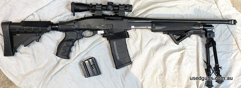 Well proven Rem 7615, setup for competition, shot in IPSC, pistol grip stock mesa adapter, extended trigger finger mag release, weaver rail and Leupold scope, s
