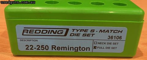Redding Type S die set for 22-250, includes 246 titanium nitride neck bushing