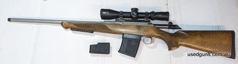 Sauer 100 Classic 6.5 Creedmoor. Has Picatinny rail mounted under forearm Comes with action Picatinny rail but no scope. Mag can be top loaded with 5 shot mag. 