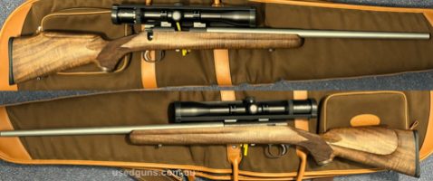 Beautiful and accurate Cooper Jackson Squirrel bolt action rifle topped with very clear Leica scope. Great looking wood and lovely shaped stock with steel pisto