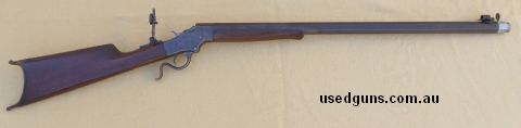 Stevens Model 44 Ideal Centre Fire 38-55 BP range rifle in good condition with very good bore. Fitted with peep sights and comes with muzzle loading accessory/f