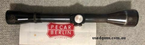 Pecar Berlin 6x59 (same size as 6x45). Brilliant German optics with steel tube / Ret No 14 modified. Service checked ready for use on any rifle. Phone 042984900