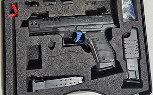 Walther PPQ Q5 Match Steef Frame - Fired < 500 rounds - 3 Magazines - Original case & manual - Optics plates - Speed loader In excellent condition! Rarely used,