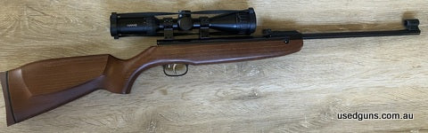 As new. Fired 70 slugs for pellet testing. Hawke airmax 3-9x40 scope. Comes with original Weihrauch front sights if you wish to use without a scope. Transferrin