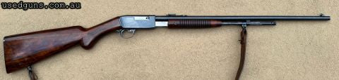 Very nice FN Browning pump action in 22LR. Handy takedown rifle with no cracks in timber and good blueing. Shoots and cycles perfectly. Late 1950s manufacture w