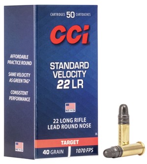 CCI
C35
STANDARD VELOCITY
22LR, 40GR, LRN
1070 FPS
AMMUNITION 

SPECIAL
$69.50 /PER 500
$675 /PER 5000