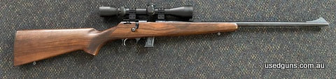 Very good condition Zastava MP22 in 22LR. Has a Burris Rimfire 3-9x40 mounted, great clear scope. Great plinker. Has a detachable magazine. $65 freight to your 