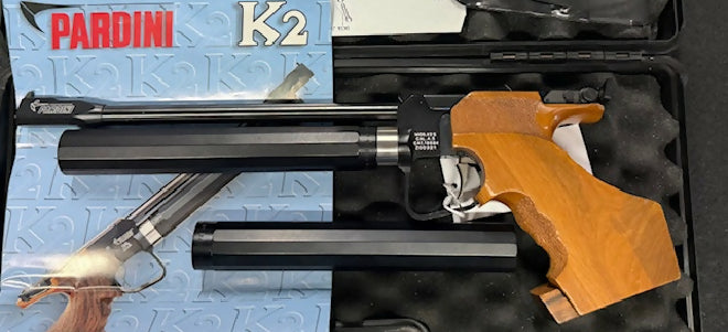 PARDINI AIR PISTOL IN CASE WITH INSTRUCTIONS , TOOLS AND TWO GAS CYLINDERS AS PER THE PHOTOGRAPH. THIS IS A DECEASED ESTATE, LOOKS TO BE WELL LOOKED AFTER, WE H