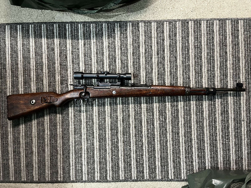 A very nice and very accurate reproduction of a K98k Sniper in .308. No Israeli markings but the barrel seems to be milsurp. Built off a 1944 German rifle. A gr