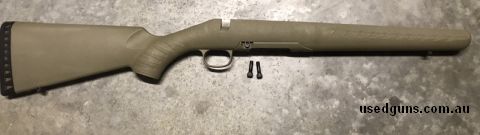This factory stock has come off a ruger American ranch AR rifle. It will take any AR pattern detachable magazine (.223, 300 blackout etc) and comes with action 
