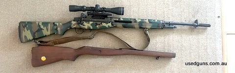 Sringfield M14 308W semi auto with 30x 20 1x10 1x5 round mags original wooden stoke and some parts cat D licence required check State Regs buyer to pay transfer