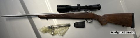 Riffle has had very little use. Has only fired about 100 rounds. Has always been cleaned after use. It comes with a Zeiss scope 3-12x50 which is crystal clear. 