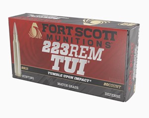 FORT SCOTT
MUNITIONS
223REM, 55GR, SCS TUI
AMMUNITION

$54.90 /PER 20