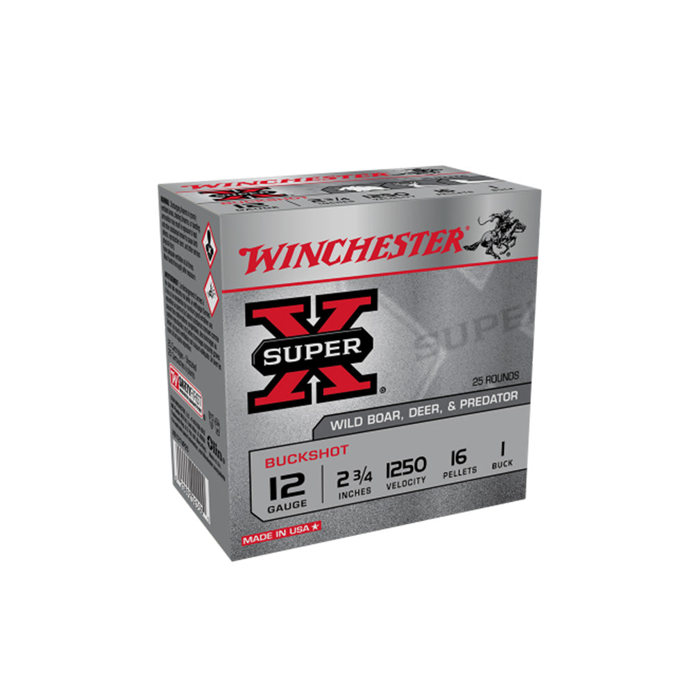 Winchester Buckshot 12G 1Buck 2-3/4" 16 pellet 25pk - Slab Price $439.95