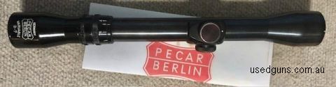 Pecar Berlin 3-7x35 scope. Brilliant German optics fully serviced ready for use on any rifle. Steel tube with No8 crosshair reticle. Phone 0429849007. If reply 