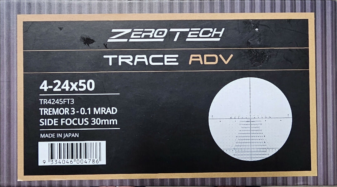Zerotech trace advanced 4-24x50 FFP with a mill tremor 3 reticle. Exceptional glass image and a very solid Japanese made scope. On pair with any nightforce nx8 