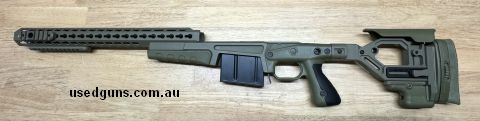 AI AX chassis to suit Remington 700 long action in sage green. Includes key mod picatinny rails, folding hinge, 300wm / 300 PRC AI magazine, adjustable LOP and 