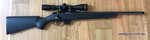 Tikka T1x with black synthetic stock, includes Leupold VX-Freedom 3-9x40 scope. Has been used at the range once since purchase and has been in storage since. Se