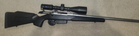 Tikka .223 stainless Varmint with  Zeiss Conqest V4  3-12x56, 6 shot mag. roughly 5 years old hardly used fired less than 300. selling due to not being used. Bu