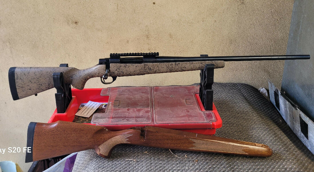 Up for sale is my Howa 1500 sporter in 30-06. It sits in a Bell & Carlson bedded and floated stock from Ross Waghorn. It also comes with original Walnut stock. 