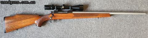 Tikka LSA 55 (M55) chambered in 308 Win. Original 3 shot detacjable magazine. After market 22 inch stainless steel barrel .Scope not included