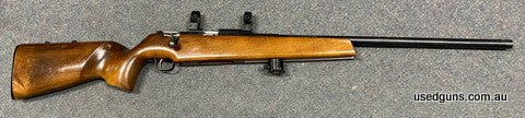 Very good condition Savage 900TR in 22LR. Has rings ready for a scope. Has a 24 inch heavy barrel. Great target rifle. Has barrel weights installed. Cycles well