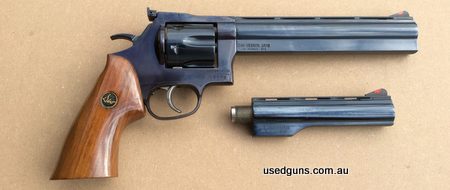 Dan Wesson 44 Mag revolver with 8inch barrel. Excellent for Big Bore Metallic Silhouette and very accurate. Original sights and handgrip. Blueing is in excellen