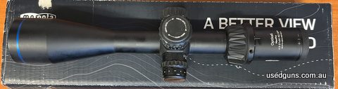 Meopta MeoPro 4.5-27x50 RD SFP with an illuminated 4C reticle. Still comes with its box + manual. Is in very good condition with only minor cosmetic marks. S/N: