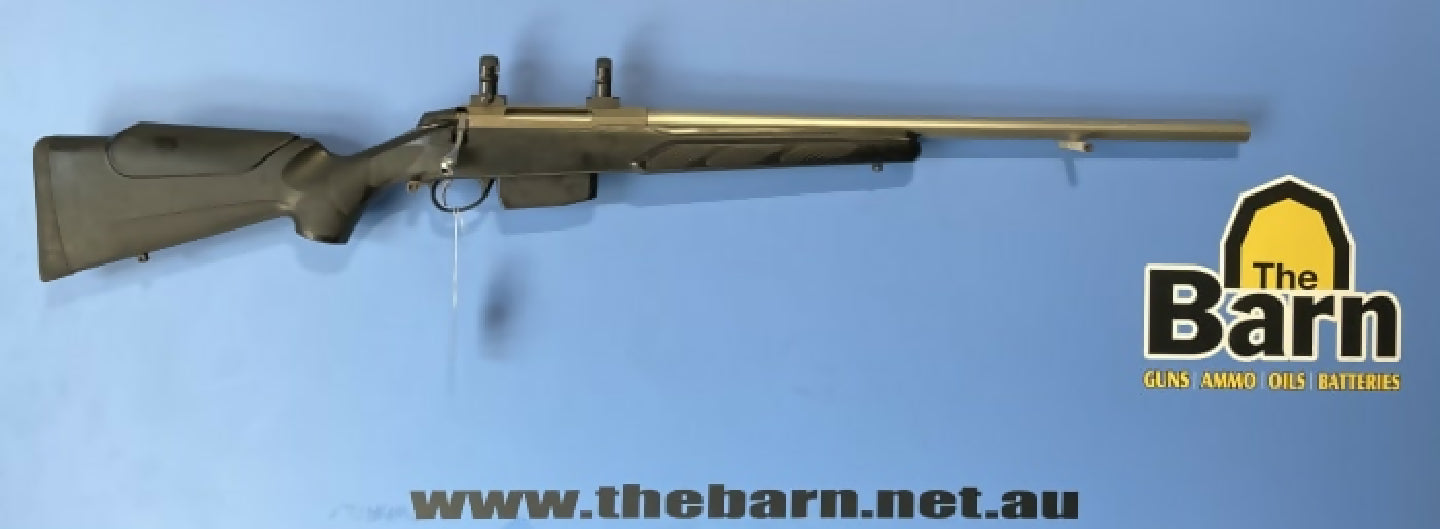 Tikka T3 300 Win Mag stainless varmint, has a synthetic stock and comes with leupold bases and 1" rings. Barrel is in excellent condition.