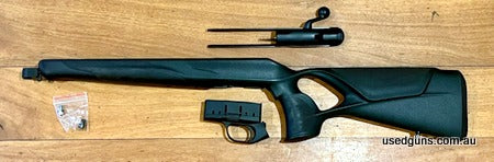 Blaser R8 Professional Success receiver & thumbhole stock. Includes R8 action, thumbhole stock (dark green), magazine/trigger assembly, and bolt assembly, origi
