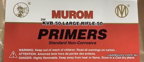 Muron KVB-50 50BMG primers. $189 per pack of 250 or $850 per 1000. Limited stock. Store pick-up only. 2 month lay-by available with a 20% deposit.