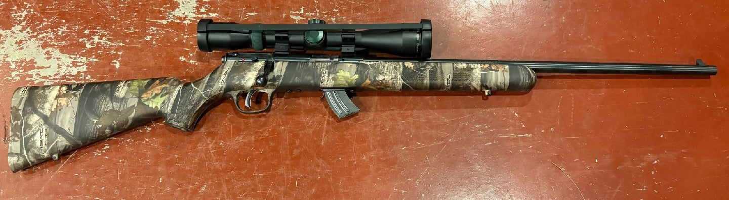Good condition Savage Mk II Camo in 22LR. Has a Nikko Stirling Diamond 3-9x42 scope mounted. Excellent clarity. Great accurate plinker. Would be a good trainer 
