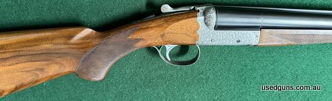 Highly sought after SKB 200E in near new condition. Triggers have been worked by the gunsmiths R.E. Sharp and Sons. A beautiful gun in every respect. Single sel