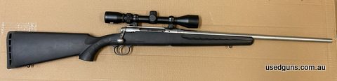 Good condition Savage Axis Stainless chambered in 270W. Comes with a Bushnell 3-9x40 scope. The bore is clean and the rifle has been well looked after. Features