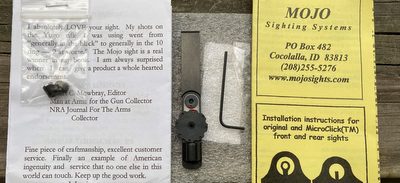 Mojo sight for the Lee Enfield no.1 mk 3. This replaces the original rear sight with this aperture sight. Come's with two different sized inserts. Price doesn't