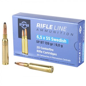 PPU
HR65A
6.5X55, 139GR, SOFT POINT
AMMUNITION

SPECIAL
$39.90 /PER 20
$184.50 /PER 100
$369 /PER 200