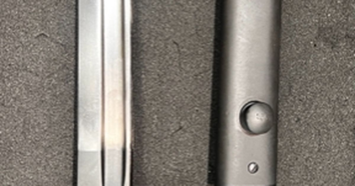 For sale: Jungle Carbine MK-1 No.5 British bayonet by Poole, dated 1946.
