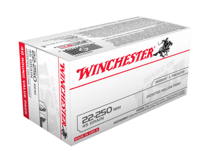 WINCHESTER USA VALUE PACK 22-250REM 45GR JHP