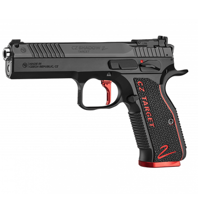 CZ 75 SP-01 9x19mm SHADOW 2 TARGET BLACK / RED GRIP ADJ REAR SIGHT – ADJ TRIGGER