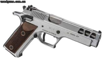 PARDINI Semi automatic pistol, recoil operated, geometric, short barrel locking system. The magazine is prismatic and the pistol has ambidextrous release button