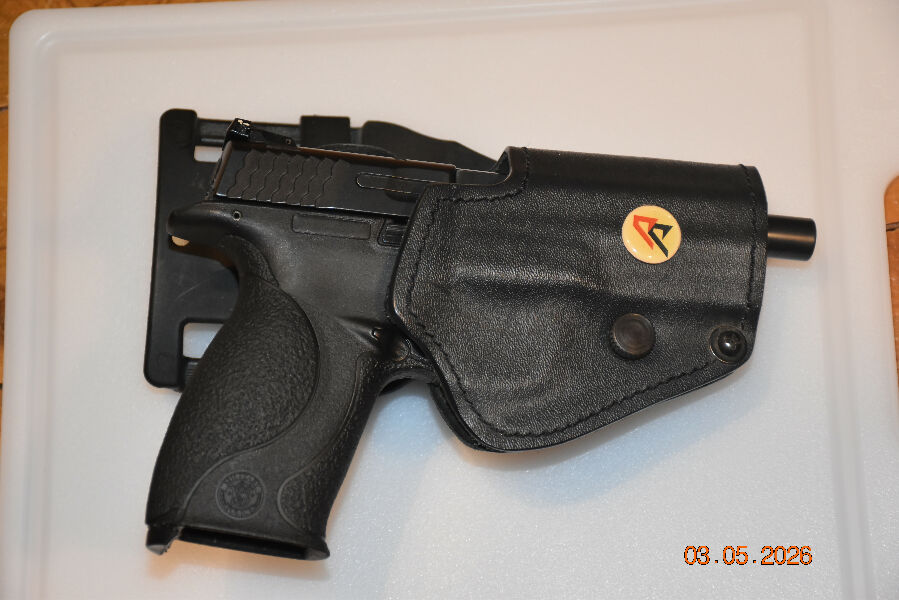 Smith & Wesson M&P9 competition handgun in very good condition with Apex Tactical enhancements and LPA adjustable fibre optic sights plus a M&P Double Alpha com